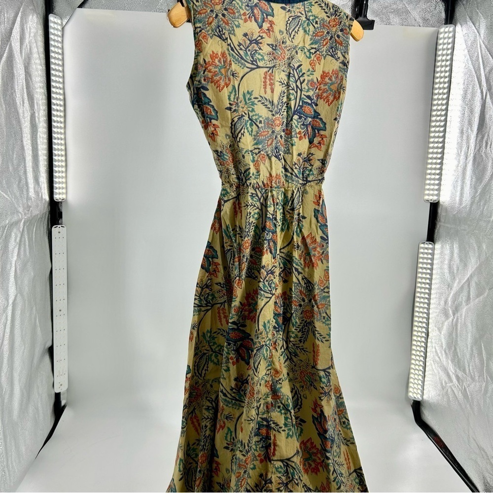 Neutral Global Earth Toned Floral Boho Cotton‎ Tie Front vest from Kathmandu S/M - Picture 3 of 6